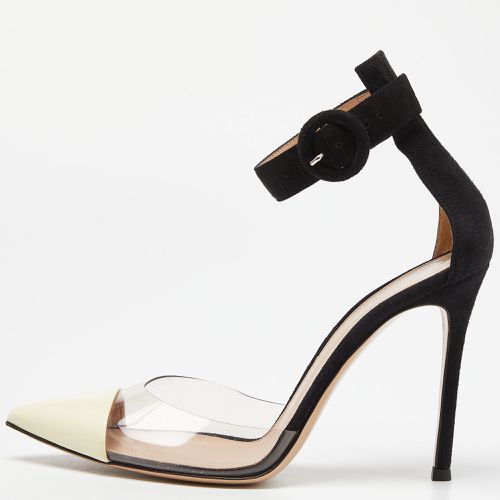 Beige Suede, Patent Leather and PVC Ankle Strap Sandals Size 37.5 - Gianvito Rossi - Modalova