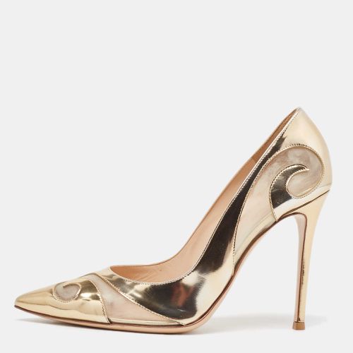 Metallic PVC and Leather Pointed Toe Pumps Size 41 - Gianvito Rossi - Modalova