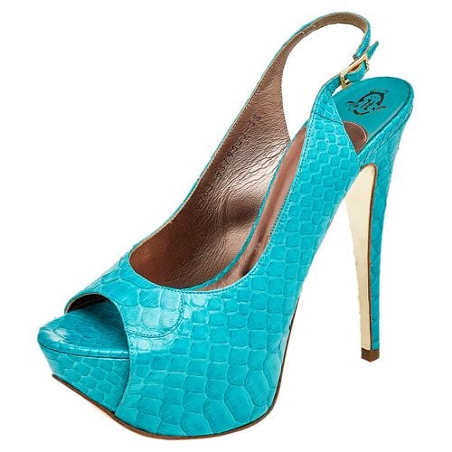 Python Peep Toe Platform Slingback Sandals Size 38.5 - Gina - Modalova