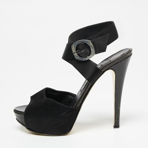 Satin Ankle-Wrap Platform Sandals Size 38.5 - Gina - Modalova