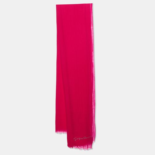 Fuchsia Pink Logo Detail Wool Scarf - Giorgio Armani - Modalova