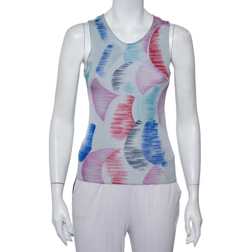 Watercolor Printed Perforated Knit Tank Top XS - Giorgio Armani - Modalova