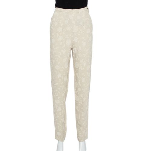 Floral Jacquard Tapered Vintage Trousers XS - Giorgio Armani - Modalova