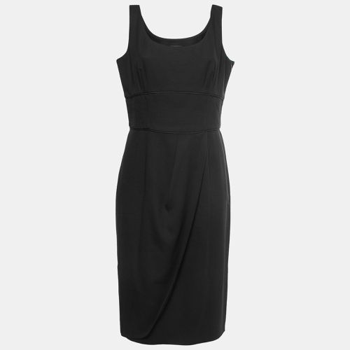 Wool Crepe Tulip Draped Sleeveless Dress L - Giorgio Armani - Modalova