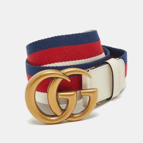 Web Canvas and Leather GG Marmont Buckle Belt 90CM - Gucci - Modalova