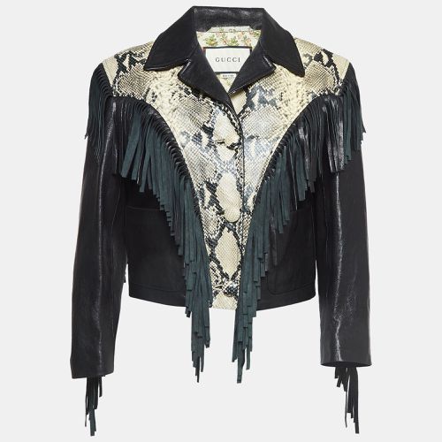 Python Embossed Fringed Leather Jacket M - Gucci - Modalova