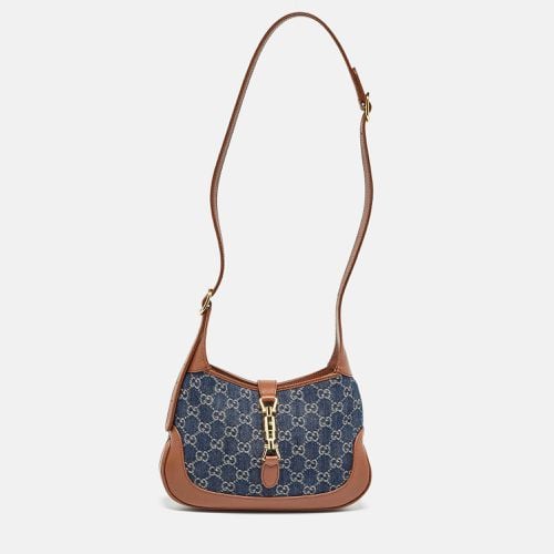 Brown GG Denim and Leather Small Jackie 1961 Hobo - Gucci - Modalova