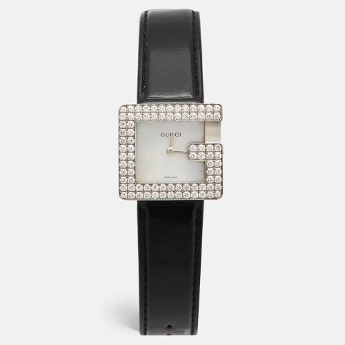 Mother Pearl Diamond Stainless Steel Leather 3600J Women's Wristwatch 26 mm - Gucci - Modalova