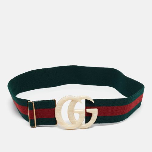 Red Web Elastic Plexiglass GG Marmont Buckle Belt 85CM - Gucci - Modalova