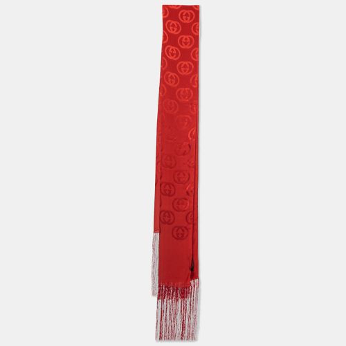 GG Pattern Silk Fringed Stole - Gucci - Modalova