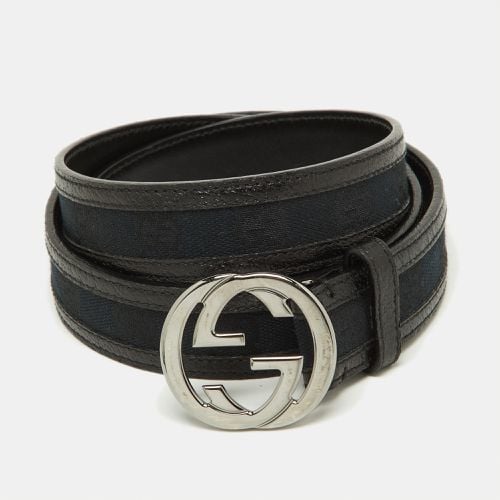 GG Canvas and Leather Interlocking G Buckle Belt 105CM - Gucci - Modalova