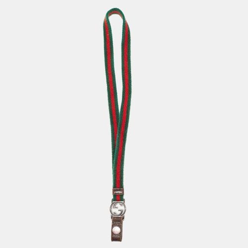 Red Web Canvas Interlocking G Lanyard Keychain - Gucci - Modalova