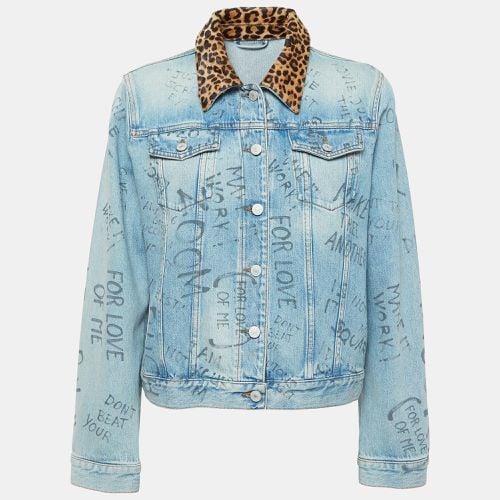 Printed Cow Fur Trimmed Denim Jacket L - Gucci - Modalova