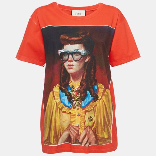 Portrait Print Cotton Jersey T-Shirt S - Gucci - Modalova