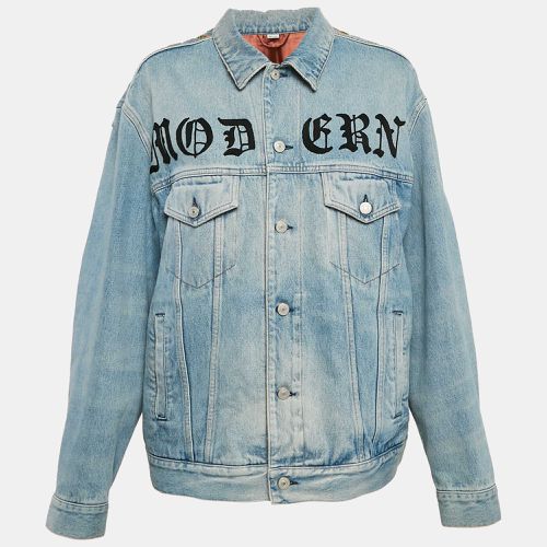 Vintage Logo Print Denim Applique Detail Jacket L - Gucci - Modalova