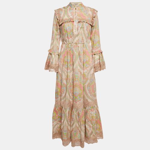 Printed Silk Blend Ruffled Maxi Dress S - Gucci - Modalova