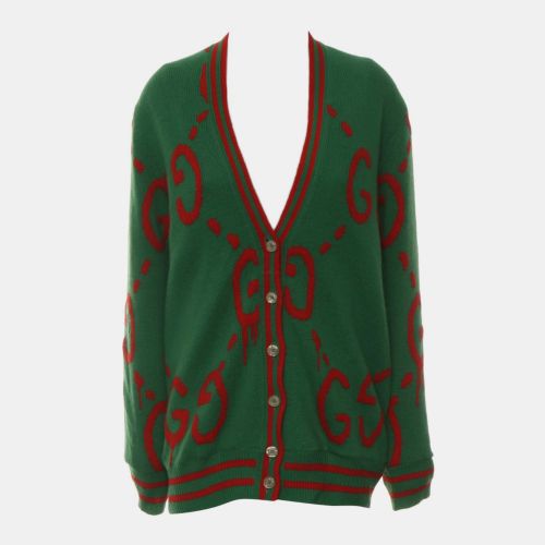 Red Wool, Silk GG Knitted Cardigan XS - Gucci - Modalova