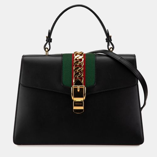 Leather Sylvie Web Satchel Bag - Gucci - Modalova