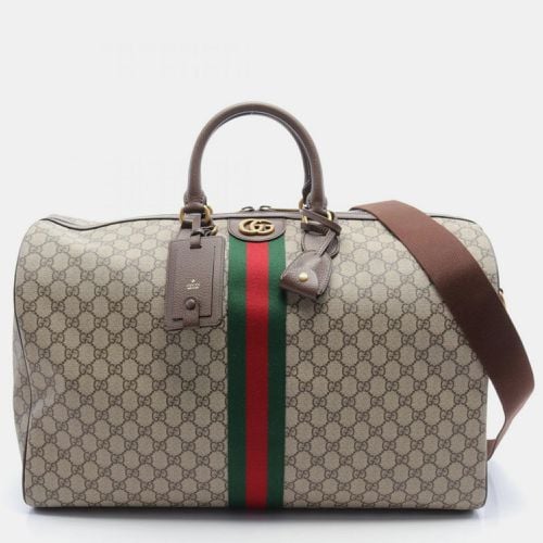 Brown Multicolor Coated Canvas Leather Gg Supreme Sherry Line Boston Bag - Gucci - Modalova