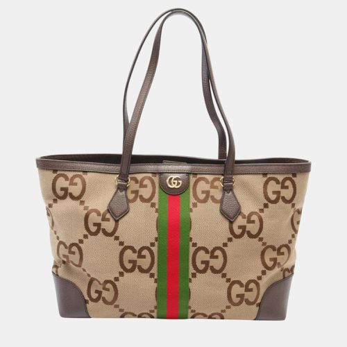 Brown Multicolor Canvas Leather Medium Tote Jumbo GG Sherry Line Bag - Gucci - Modalova