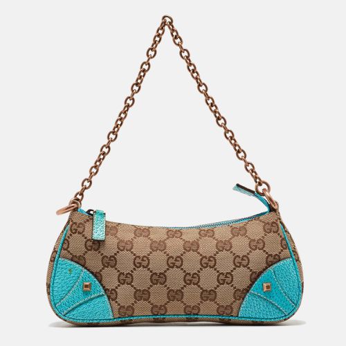 Blue GG Canvas and Leather Baguette Bag - Gucci - Modalova