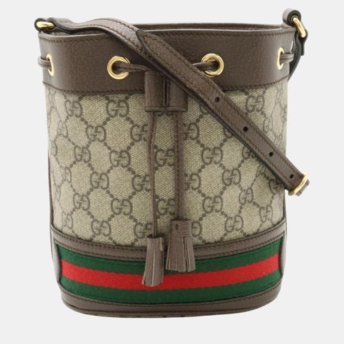 Leather Mocha Brown Ophidia GG Supreme Bucket Bag - Gucci - Modalova