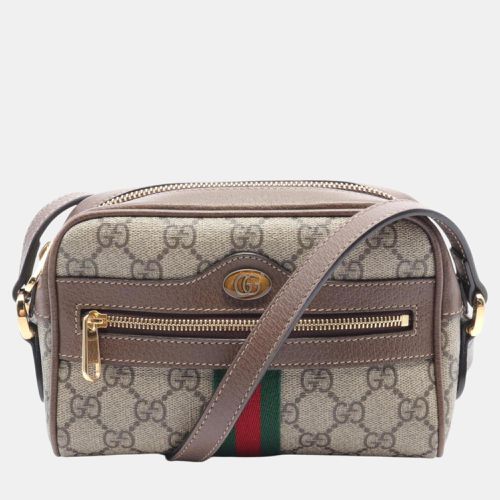 Coated Canvas Leather Brown Multicolor Ophidia GG Supreme Shoulder Bag - Gucci - Modalova