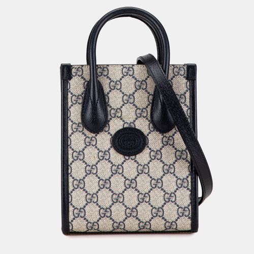 Black Coated Canvas and Leather Mini GG Supreme Interlocking G Satchel - Gucci - Modalova