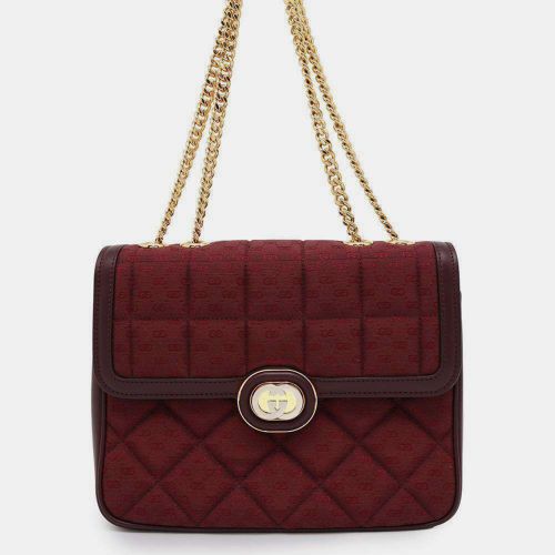 Bordeaux Canvas Leather GG Chain Shoulder Bag - Gucci - Modalova