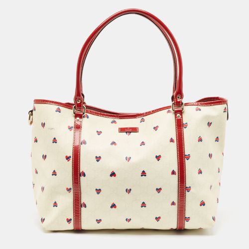 White GG Supreme Canvas and Patent Leather Medium Heart Joy Tote - Gucci - Modalova