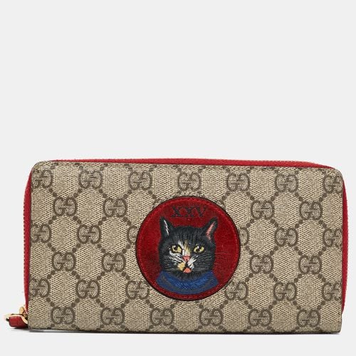 Red GG Supreme Canvas Mystic Cat Zip Around Wallet - Gucci - Modalova