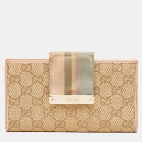 Pink GG Canvas and Leather Web Flap Continental Wallet - Gucci - Modalova