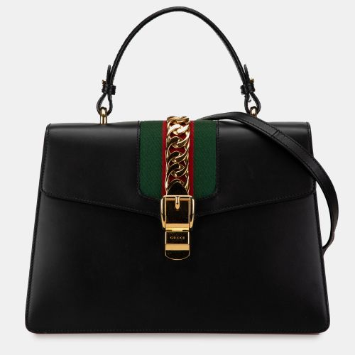 Leather Sylvie Web Satchel - Gucci - Modalova