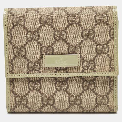 Green Supreme Canvas and Patent Leather Trifold Compact Wallet - Gucci - Modalova