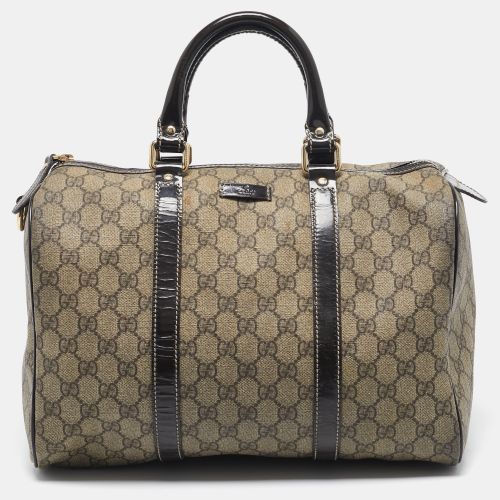 Dark /Beige GG Supreme Canvas and Patent Leather Medium Joy Boston Bag - Gucci - Modalova