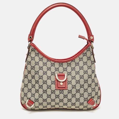 Beige GG Canvas and Leather Medium Abbey D-Ring Hobo - Gucci - Modalova