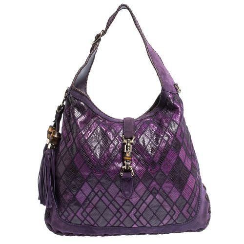 Python and Suede Large New Jackie Hobo - Gucci - Modalova