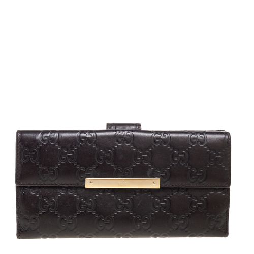 Dark ssima Leather Flap Continental Wallet - Gucci - Modalova