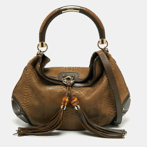 Python and Leather Large Babouska Indy Hobo - Gucci - Modalova