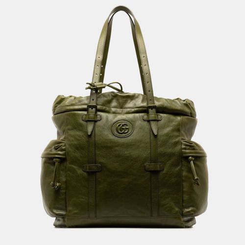 Leather Double G Drawstring Tote Bag - Gucci - Modalova