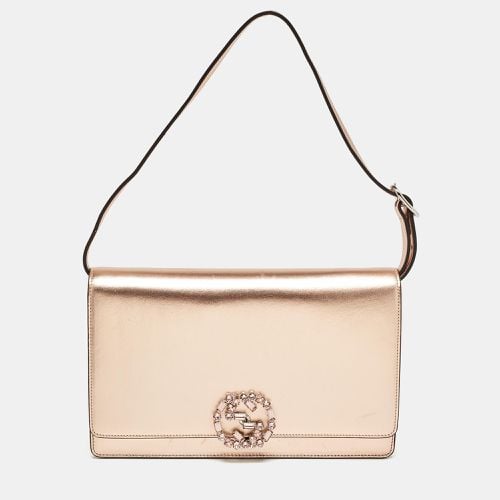 Rose Gold Leather Crystals Broadway Clutch Bag - Gucci - Modalova