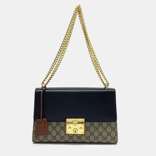 Black Leather and GG Canvas Padlock Supreme Shoulder Bag - Gucci - Modalova