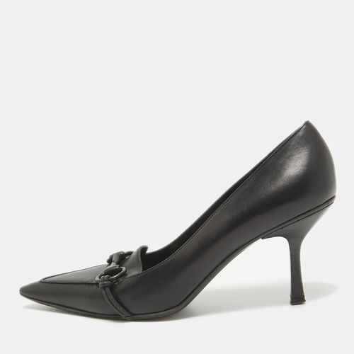 Leather Horsebit Pointed Toe Pumps Size 38.5 - Gucci - Modalova