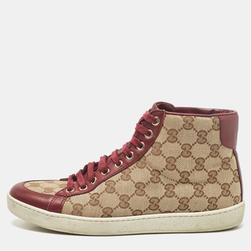 Beige GG Canvas and Leather High Top Sneakers Size 38 - Gucci - Modalova