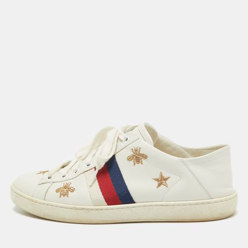 Leather Ace Lace Up Sneakers Size 38 - Gucci - Modalova