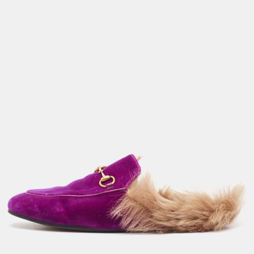 Fur and Velvet Princetown Mules Size 38 - Gucci - Modalova