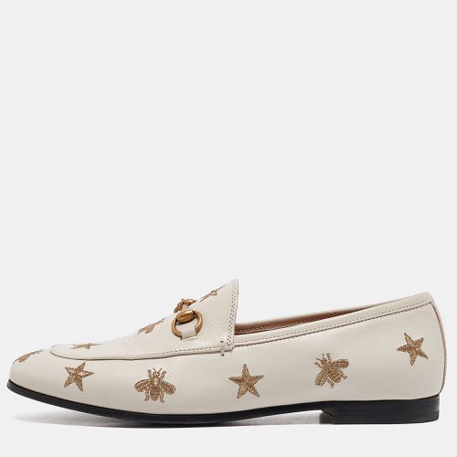 Bee & Star Embroidered Leather Jordaan Loafers Size 38 - Gucci - Modalova