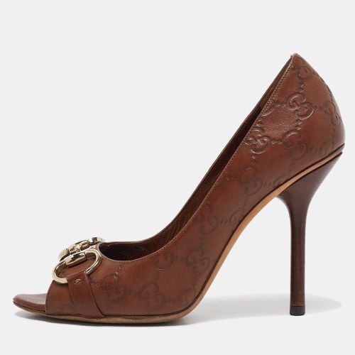 Ssima Leather Peep Toe Pumps Size 37 - Gucci - Modalova