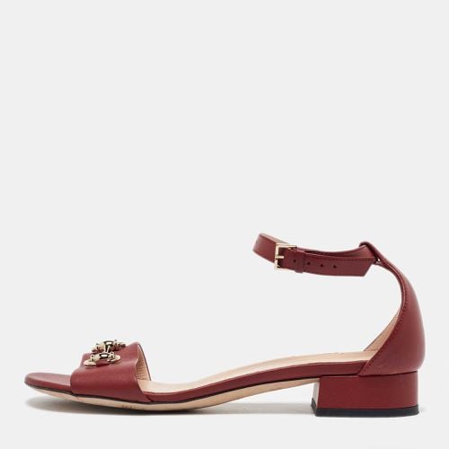 Leather Horsebit Ankle Strap Sandals Size 39 - Gucci - Modalova