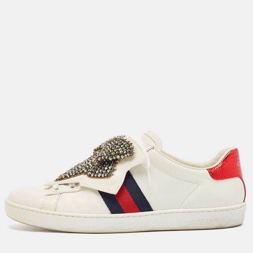 Leather Ace Bow Patch Sneakers Size 38.5 - Gucci - Modalova